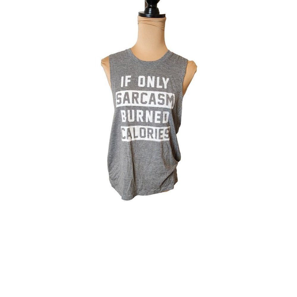 Funny Saying Sleeveless Women's Grey Tank in Medium